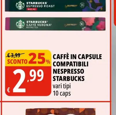 Caffè in capsule compatibili Nespresso Starbucks