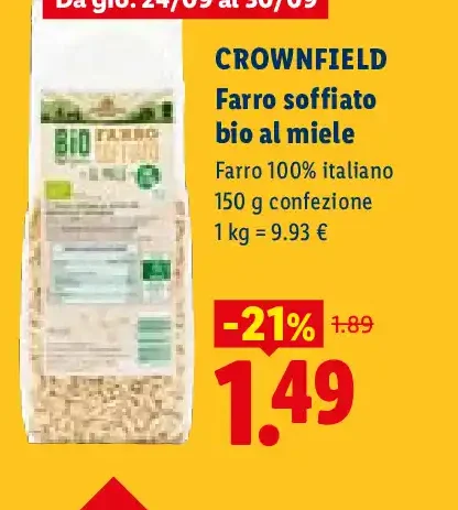 Farro soffiato bio al miele