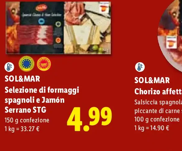 Selezione di formaggi spagnoli e Jamón Serrano STG