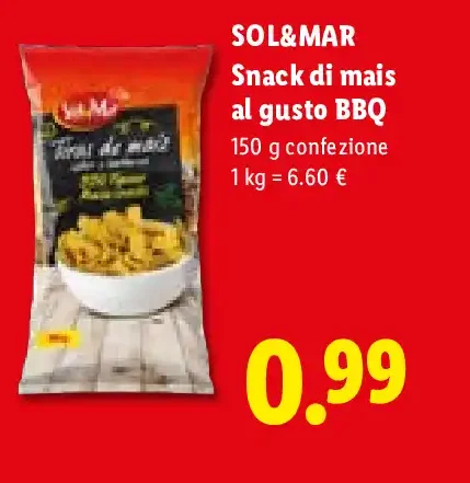 Snack di mais al gusto BBQ
