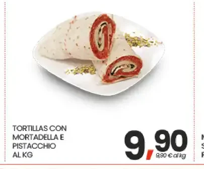 Tortillas con mortadella e pistacchio
