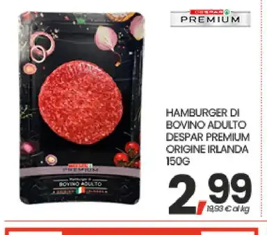Hamburger di bovino adulto Despar Premium origine Irlanda