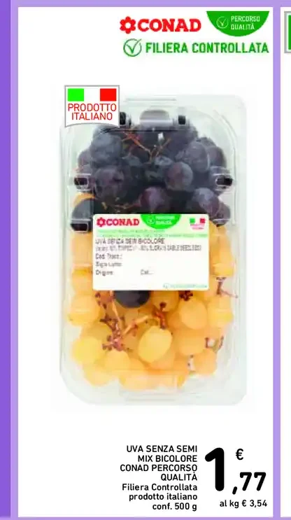 Uva senza semi mix bicolore Conad