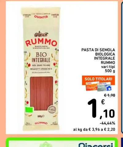 Pasta di semola biologica integrale Rummo