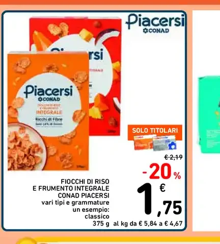 Fiocchi di riso e frumento integrale Conad Piacersi