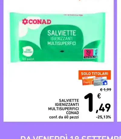 Salviette igienizzanti multisuperfici Conad