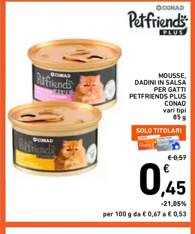 Mousse per gatti Petfriends Plus Conad