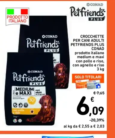 Crocchette per cani Petfriends Plus Conad