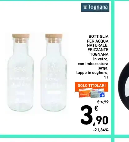Bottiglia per acqua naturale frizzante Tognana