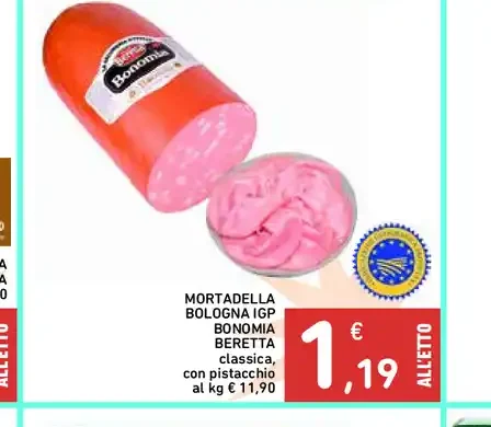 Mortadella Bologna IGP Beretta classica con pistacchi
