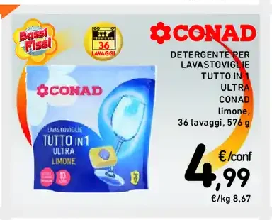 Detersivo lavastoviglie Tutto in 1 Ultra Conad