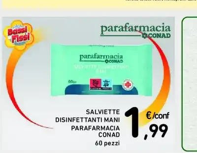Salviette disinfettanti mani Parafarmacia Conad