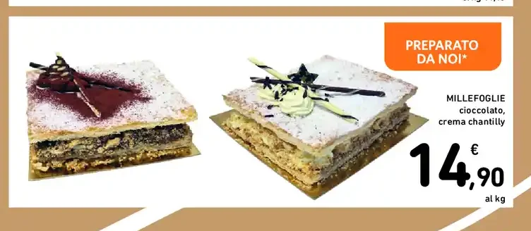 Millefoglie cioccolato crema chantilly
