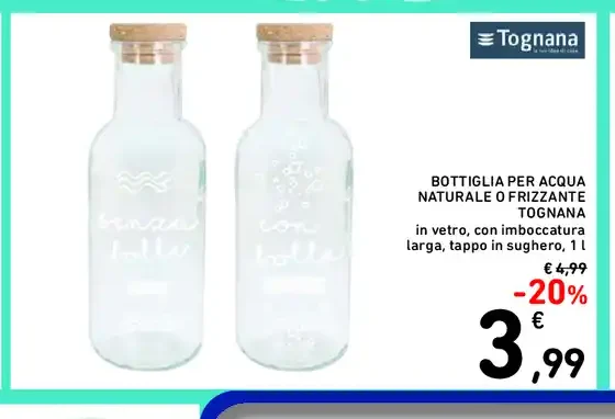 Bottiglia per acqua naturale frizzante