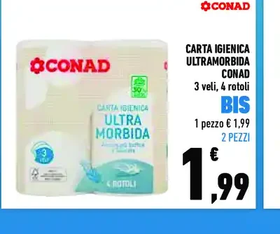 Carta igienica ultramorbida Conad