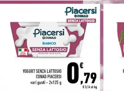 Yogurt senza lattosio Conad Piacersi