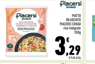 Piatto bilanciato Piacersi Conad riso integrale