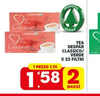 Tè Despar classico/verde x25 filtri