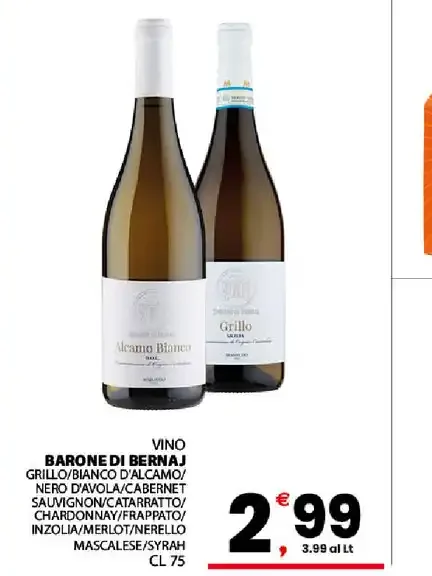 Vino Barone di Bernaj Grillo Bianco d'Alcamo/Nero d'Avola