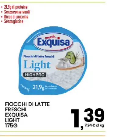 Fiocchi di latte freschi Exquisa Light
