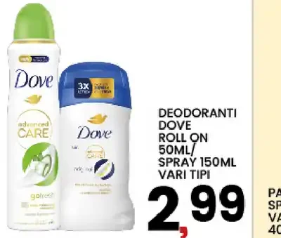 Deodoranti Dove roll-on/spray