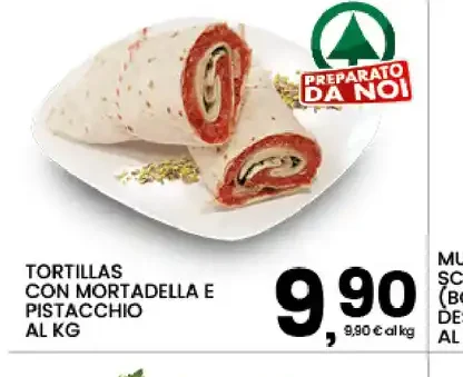 Tortillas con mortadella e pistacchio