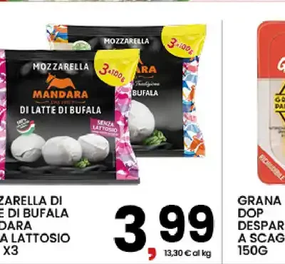 Mozzarella di latte di bufala Mandara senza lattosio