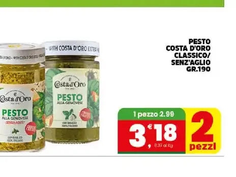 Pesto Costa d'Oro classico senza aglio 190 g