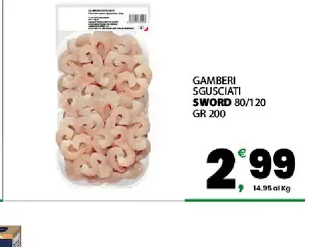 Gamberi sgusciati Sword 80/120