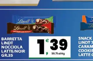 Barretta Lindt nocciola latte