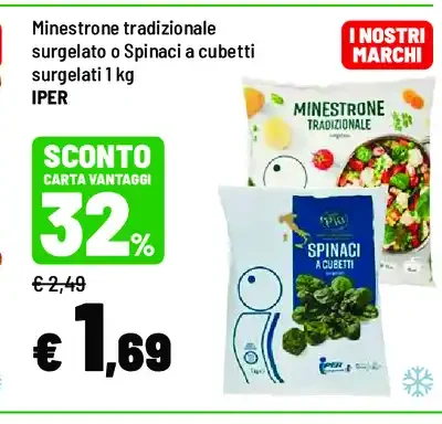 Minestrone tradizionale o spinaci a cubetti