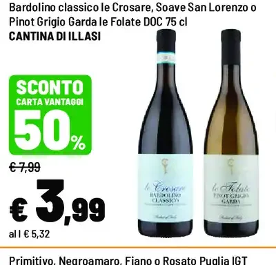 Bardolino, Soave o Pinot Grigio