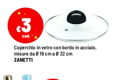 Coperchio in vetro con bordo in acciaio