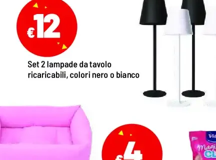 Set 2 lampade da tavolo ricaricabili