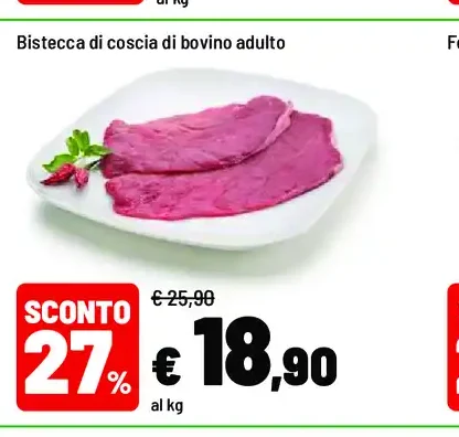 Bistecca di coscia di bovino adulto