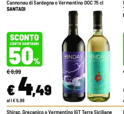 Cannonau di Sardegna o Vermentino DOC