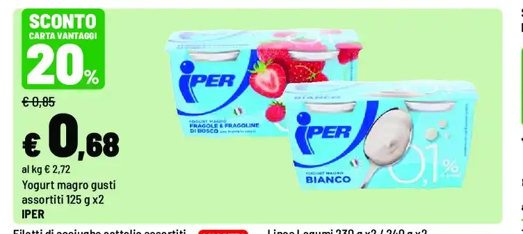 Yogurt magro gusti assortiti