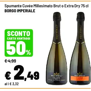 Spumante Cuvée Millesimato Brut o Extra Dry