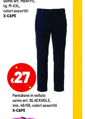 Pantalone in velluto uomo