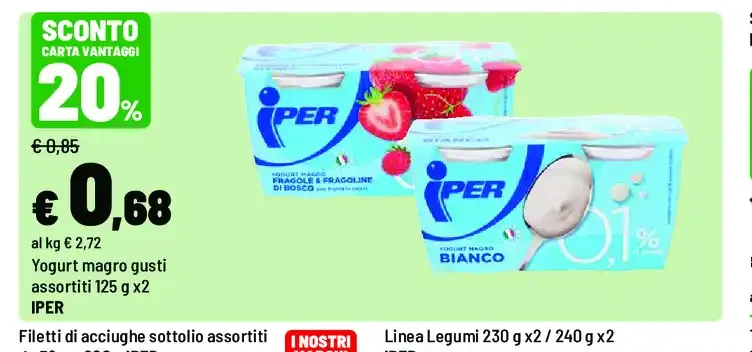 Yogurt magro gusti assortiti