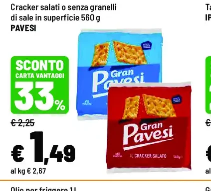 Cracker salati o senza granelli di sale