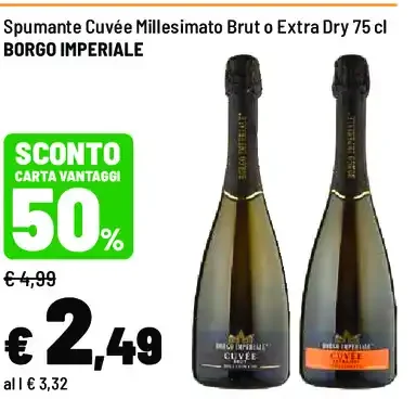 Spumante Cuvée Millesimato Brut o Extra Dry