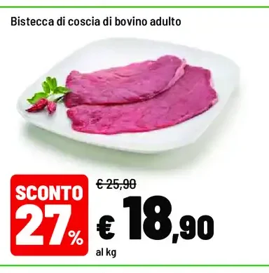 Bistecca di coscia di bovino adulto