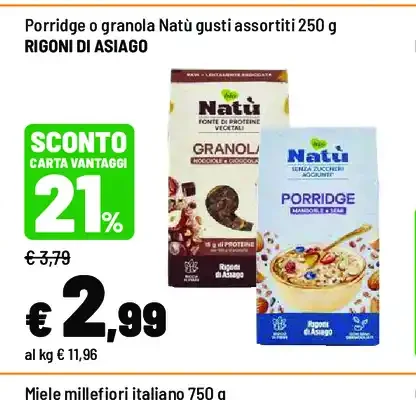Porridge o granola Natù gusti assortiti