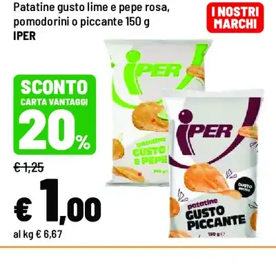 Patatine gusto lime e pepe rosa, pomodorini o piccante
