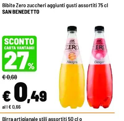 Bibite Zero zuccheri aggiunti
