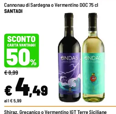 Cannonau di Sardegna o Vermentino DOC