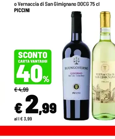 Vino toscano IGT o Vernaccia di San Gimignano DOCG