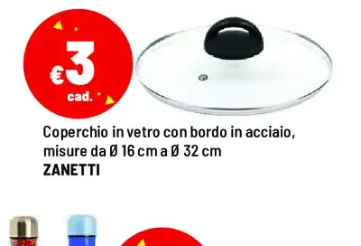 Coperchio in vetro con bordo in acciaio