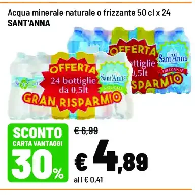Acqua minerale naturale o frizzante Sant'Anna